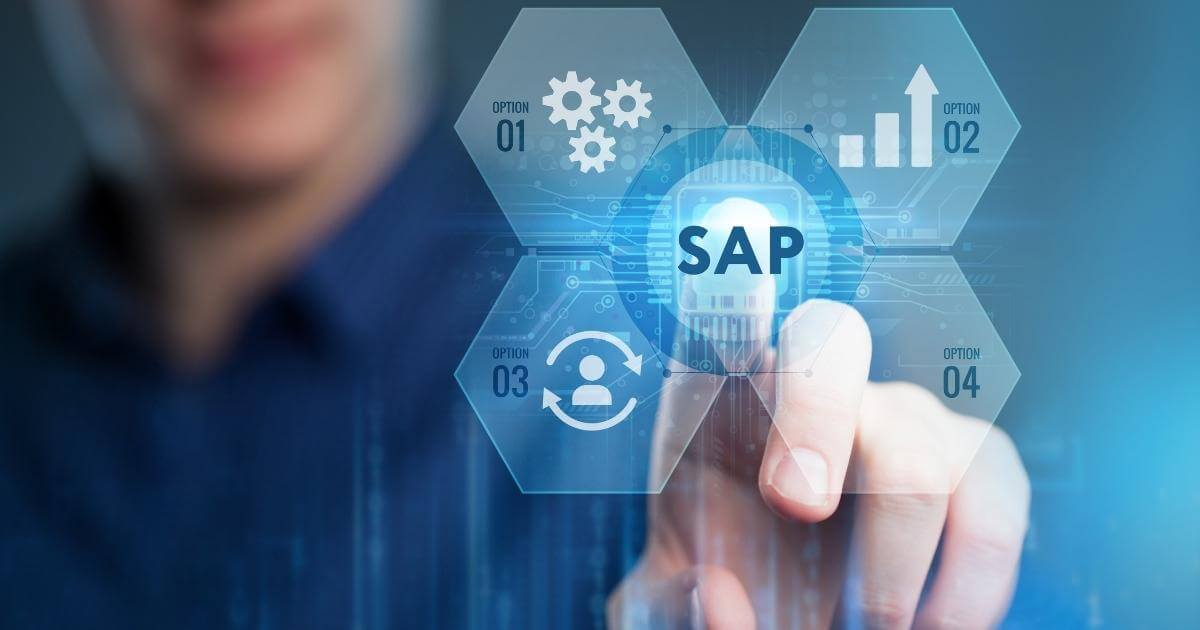 person touching SAP graphic on screen